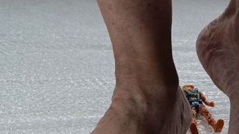 HINTEN SIEHST DU MEINE GROSSEN SOHLEN UND LANGEN GÖTTIN-ZEHE, SIE WOLLEN DARUNTER ANBETEN