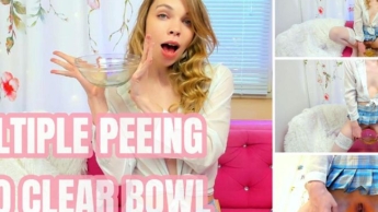 Mehrfaches Urinieren in eine durchsichtige Schüssel – Urinfetisch