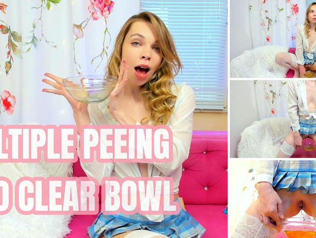 Mehrfaches Urinieren in eine durchsichtige Schüssel – Urinfetisch