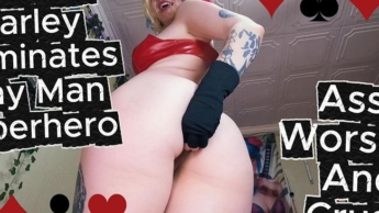 Riesige Harley Quinn dominiert den kleinen Superhelden