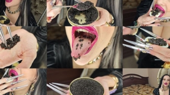 Ich esse schwarzen Kaviar, necke dich mit extrem langen Stiletto-Nägeln und demütige dich.