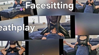 100% Latex ! Facesitting in Latex mit Breathplay ! Geil !
