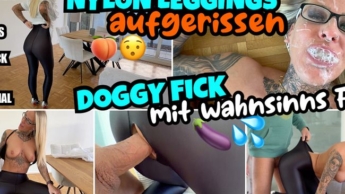 NYLON LEGGINGS aufgerissen | DOGGY FICK mit wahnsinns FACIAL